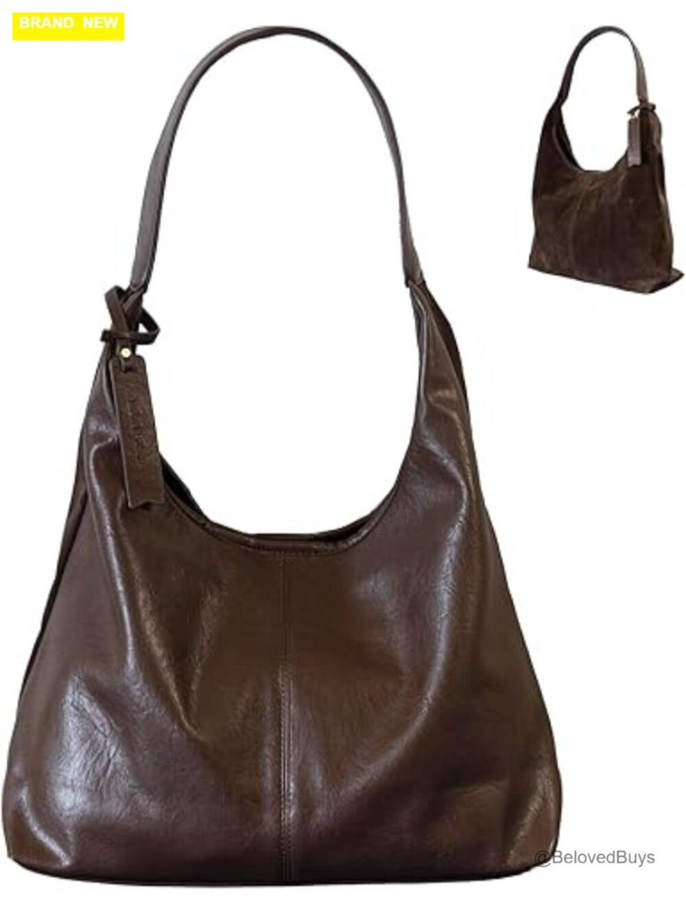 PU Leather and Suede Tote Bag Large Capacity Hobo Bag with Interior Pockets